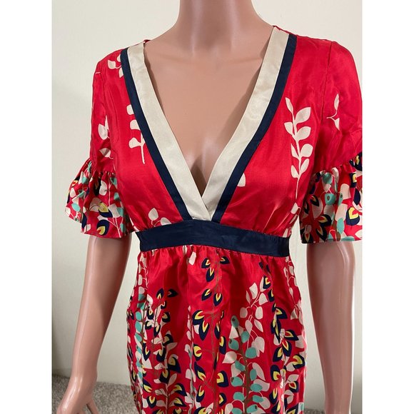 NWT Hype Red Short Sleeve Floral Print Top Size Small - Picture 2 of 7